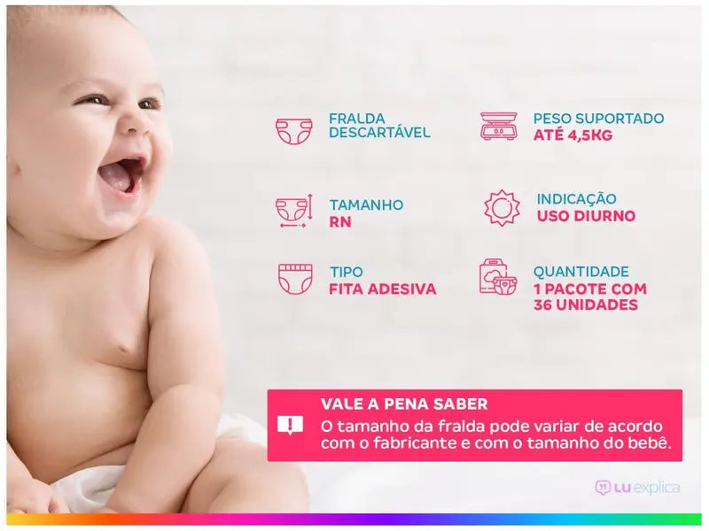 Fralda Turma da Mônica Baby Tam. RN até 4,5kg