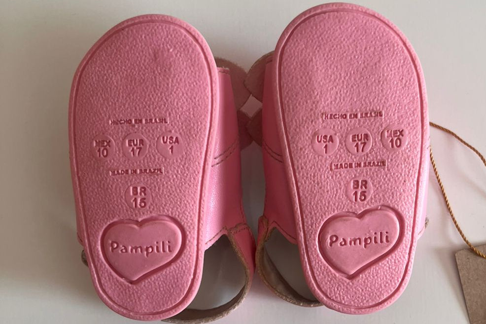 Sandálias Pampili Mini Rosa com Laço duplo Tam 15