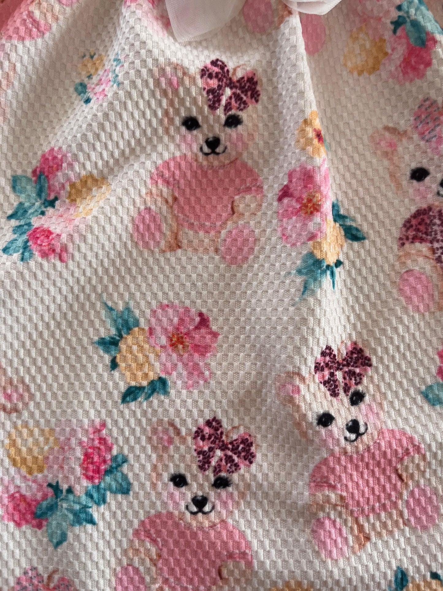 Vestido Rolú baby em malha 3D rotativo sublimado Ursos Tam P