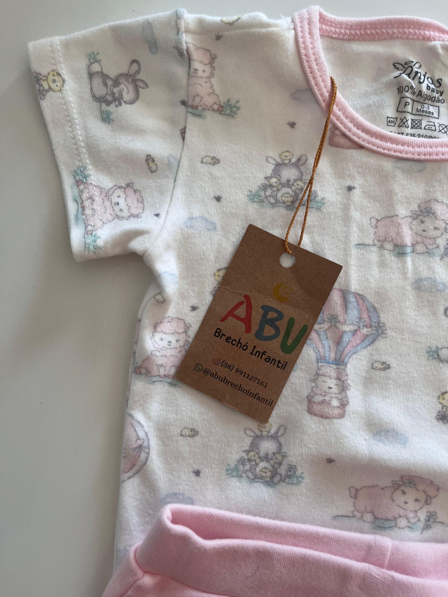Conjunto Blusa ovelhinhas + Short Menina - 100% Algodão Anjos Baby