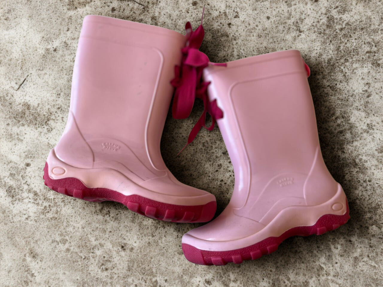 Bota Galocha rosa Infantil Impermeável com Amarra e Laço-Italbotas-Tamanho 25
