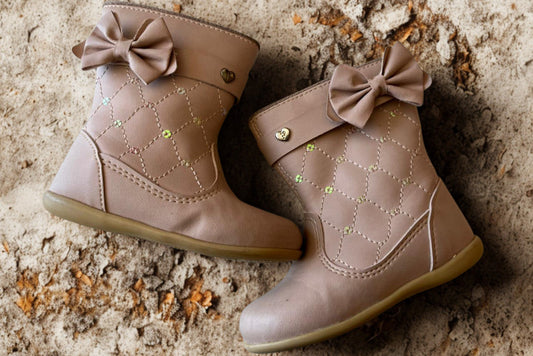 Bota Infantil Bebê Menina Laço e Matelassê- Tamanho 21