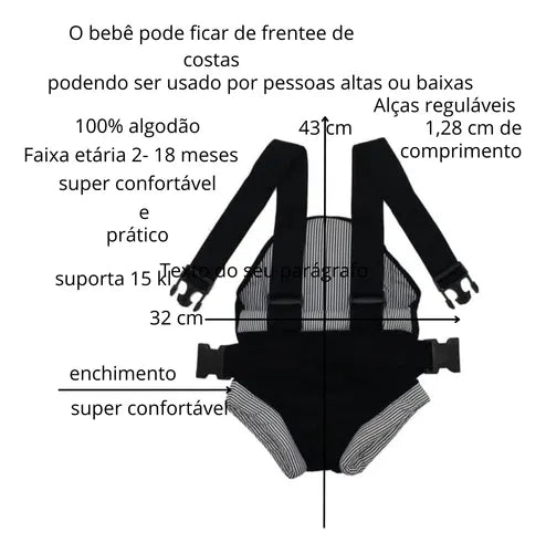Canguru cadeirinha para bebê confeccionado em jeans