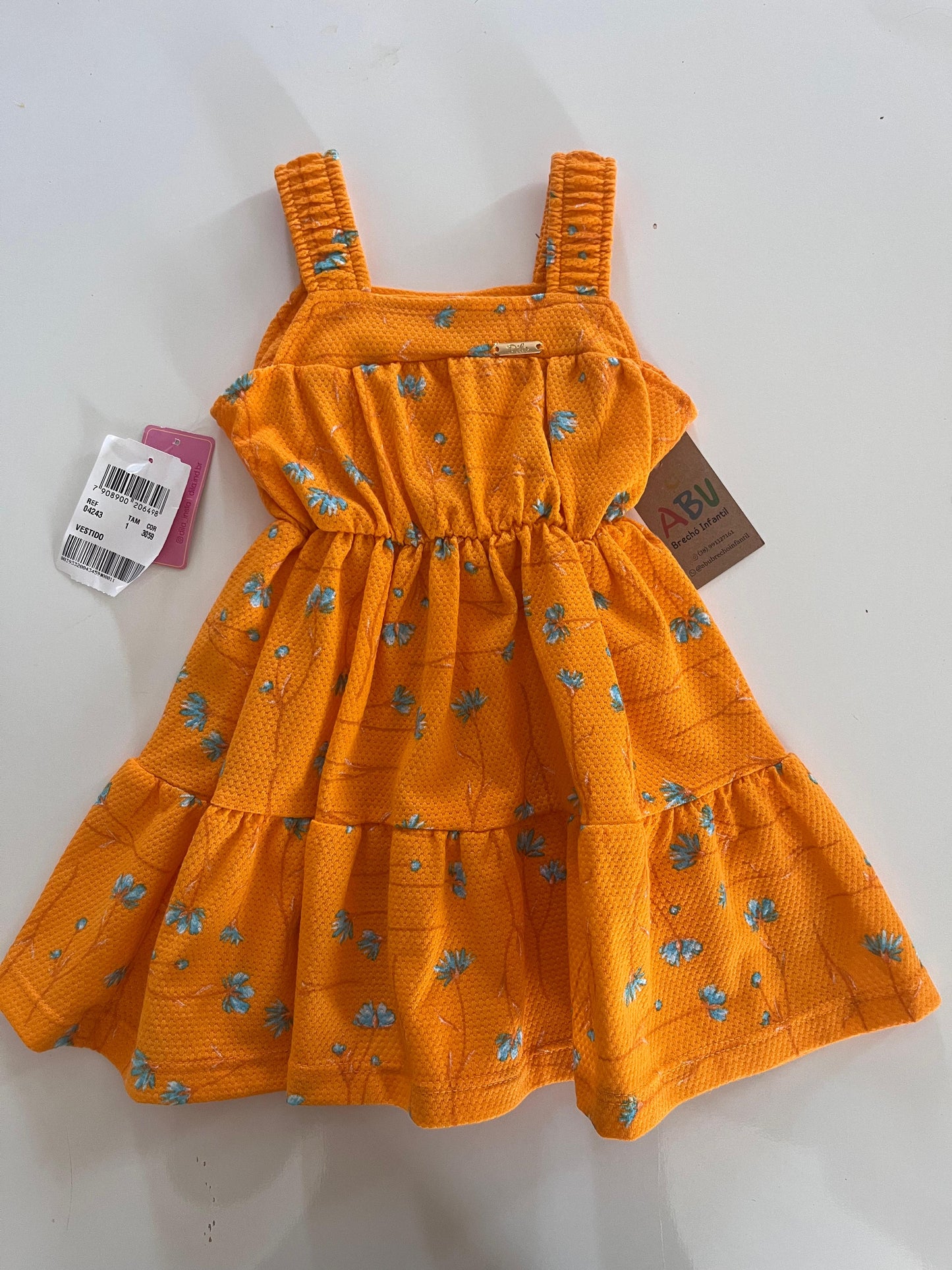 Vestido laranja com flores Dila-TAM 1
