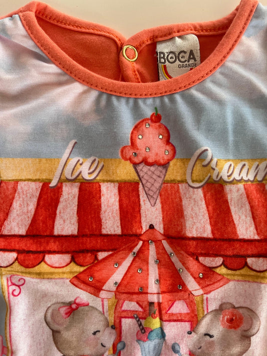 Baby look Infantil Boca Grande com manga balonê coleção  Summer Tam M