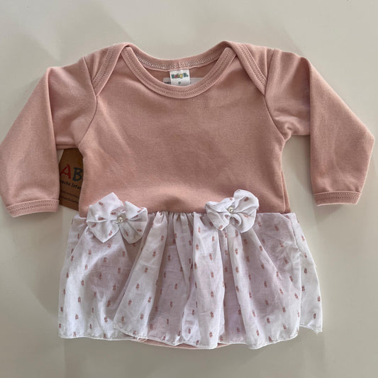 Vestido body infantil laços Tam P de  0 a 3 meses  100% Algodão