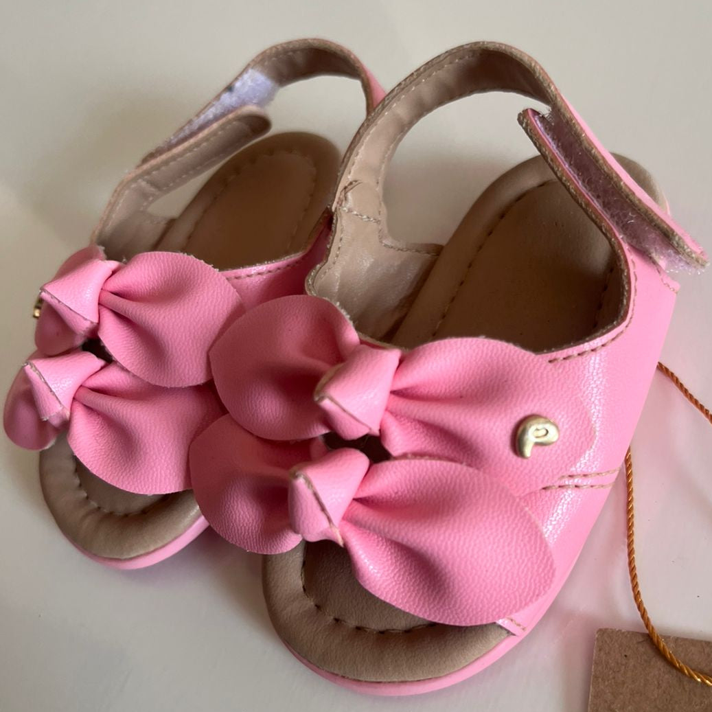 Sandálias Pampili Mini Rosa com Laço duplo Tam 15