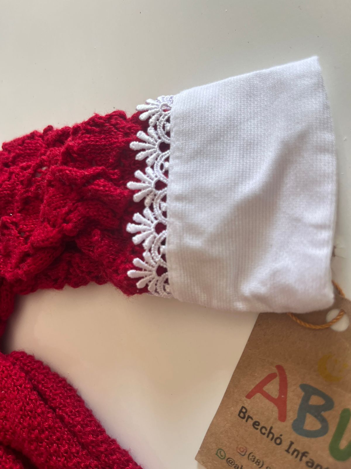 Saída Maternidade Avelã Pérolas Vermelha 4 Peças