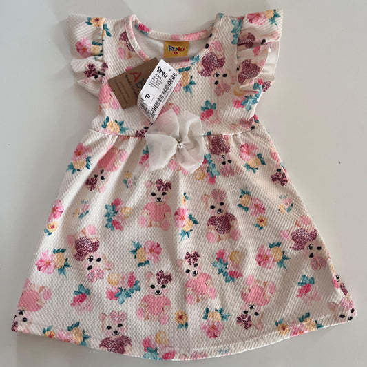 Vestido Rolú baby em malha 3D rotativo sublimado Ursos Tam P