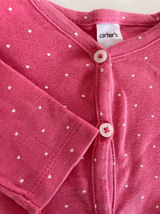 Carter's Cardigan curto com aplicação de coração com bordado e fechamento por botões 6 Meses