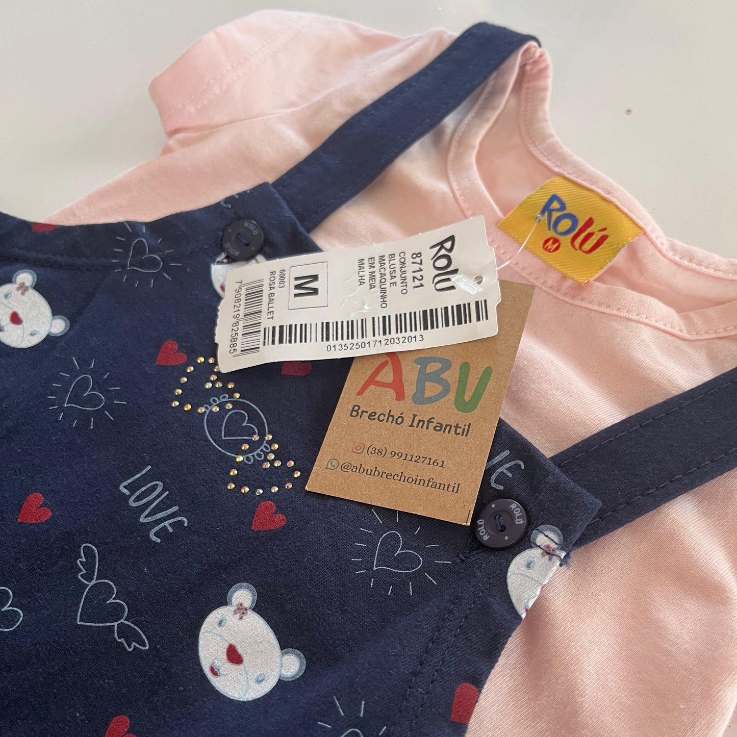 Conjunto Jardineira Infantil  Verão Ursinhos love