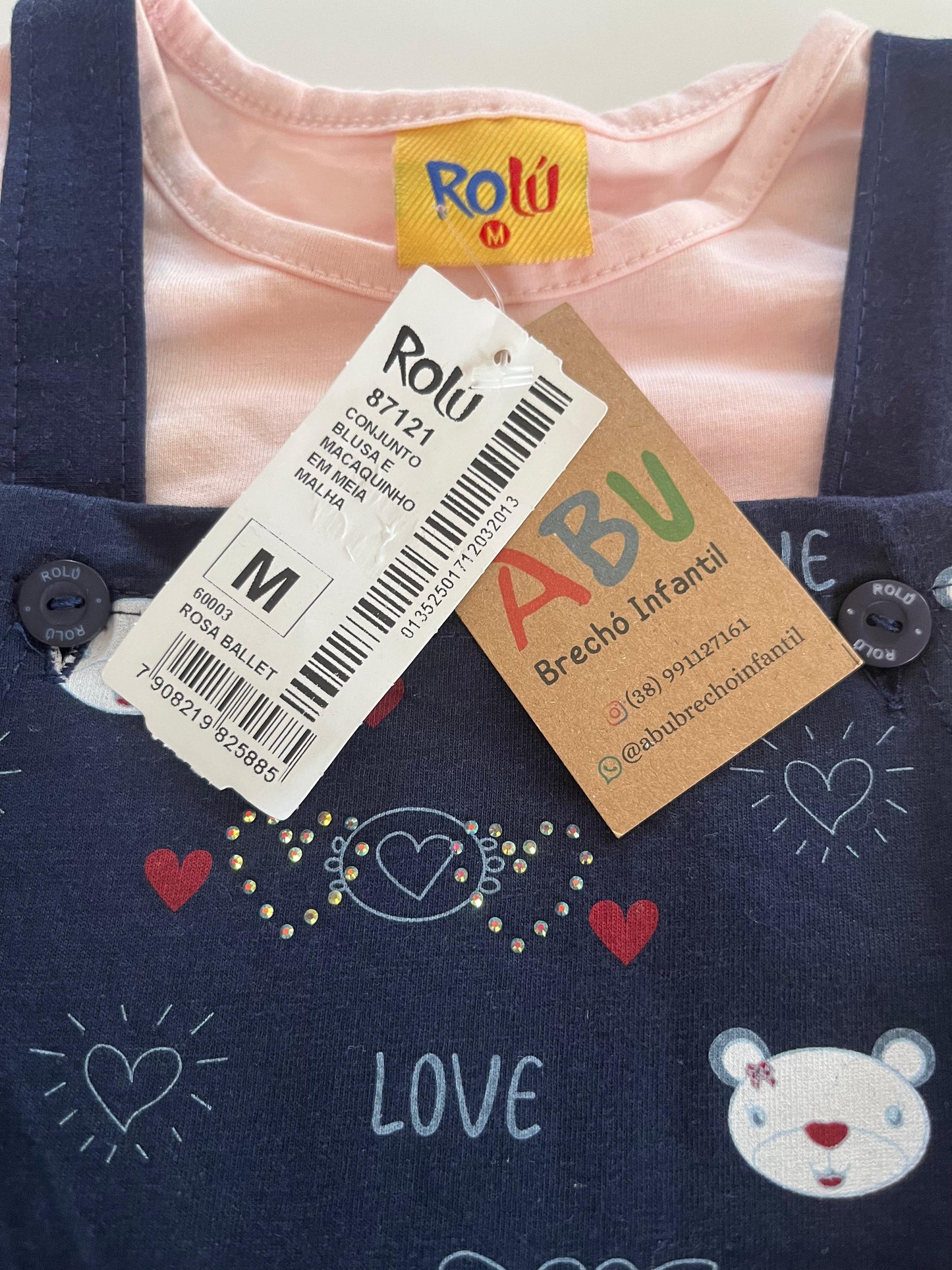 Conjunto Jardineira Infantil  Verão Ursinhos love