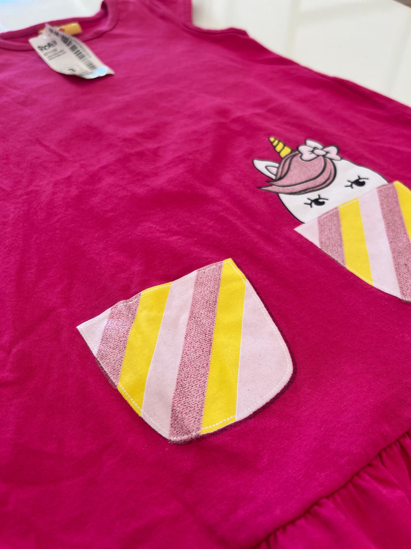 Vestido infantil rosa Rolú  unicórnio -Tam 3