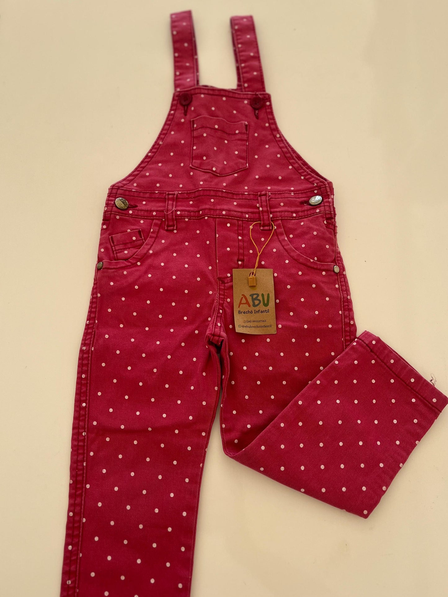 Macacão Jardineira Jeans Menina Calça Infantil Longa Marca Clubé TAM 2