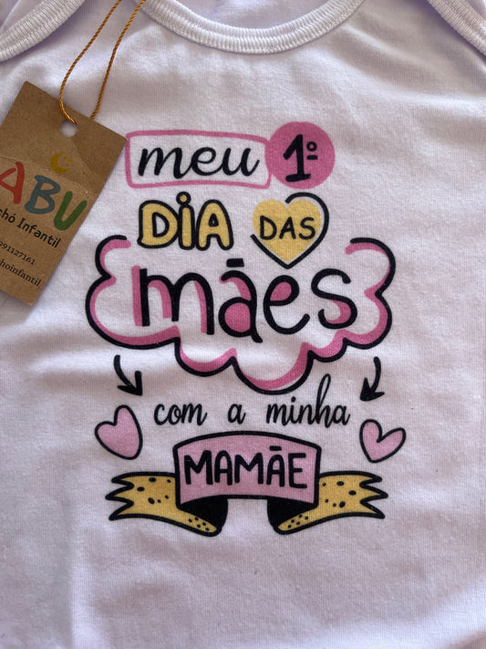 Body Roupa de Bebê Frases Manga curta Meu Primeiro Dia Das Mães Com a Minha Mamãe