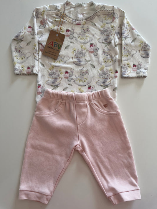 Kit 1 Body Manga Longa Anjos baby + 1 Calça em Algodão anjos baby