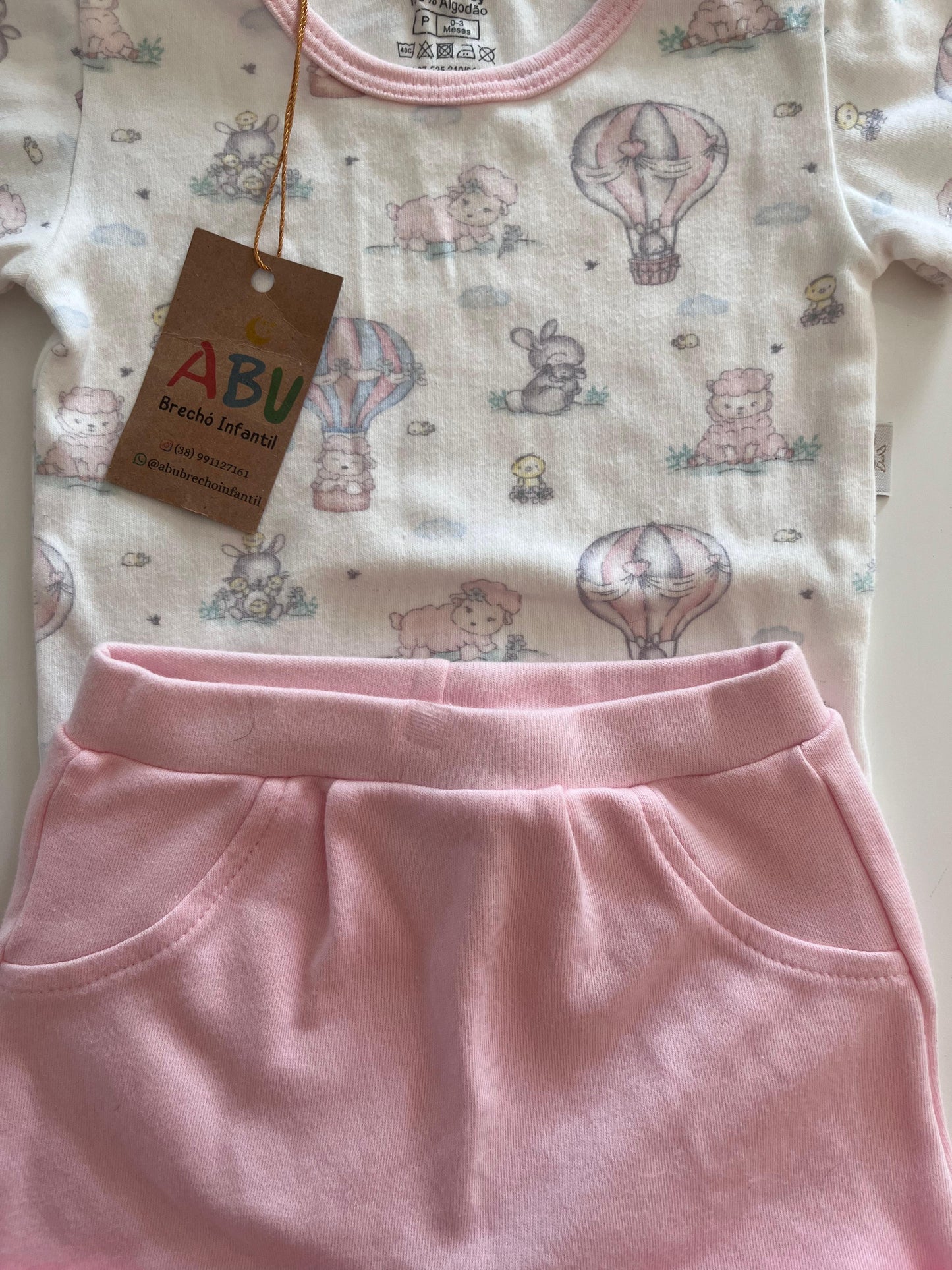 Conjunto Blusa ovelhinhas  + Short  Menina -  100% Algodão Anjos Baby