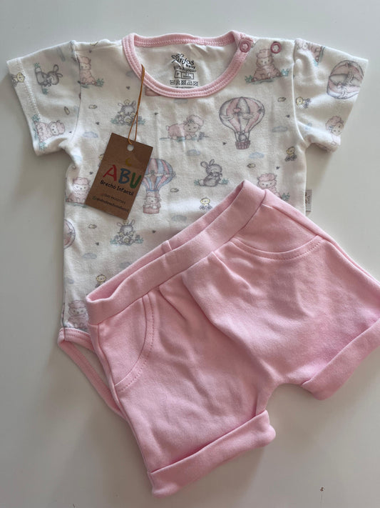 Conjunto Blusa ovelhinhas  + Short  Menina -  100% Algodão Anjos Baby