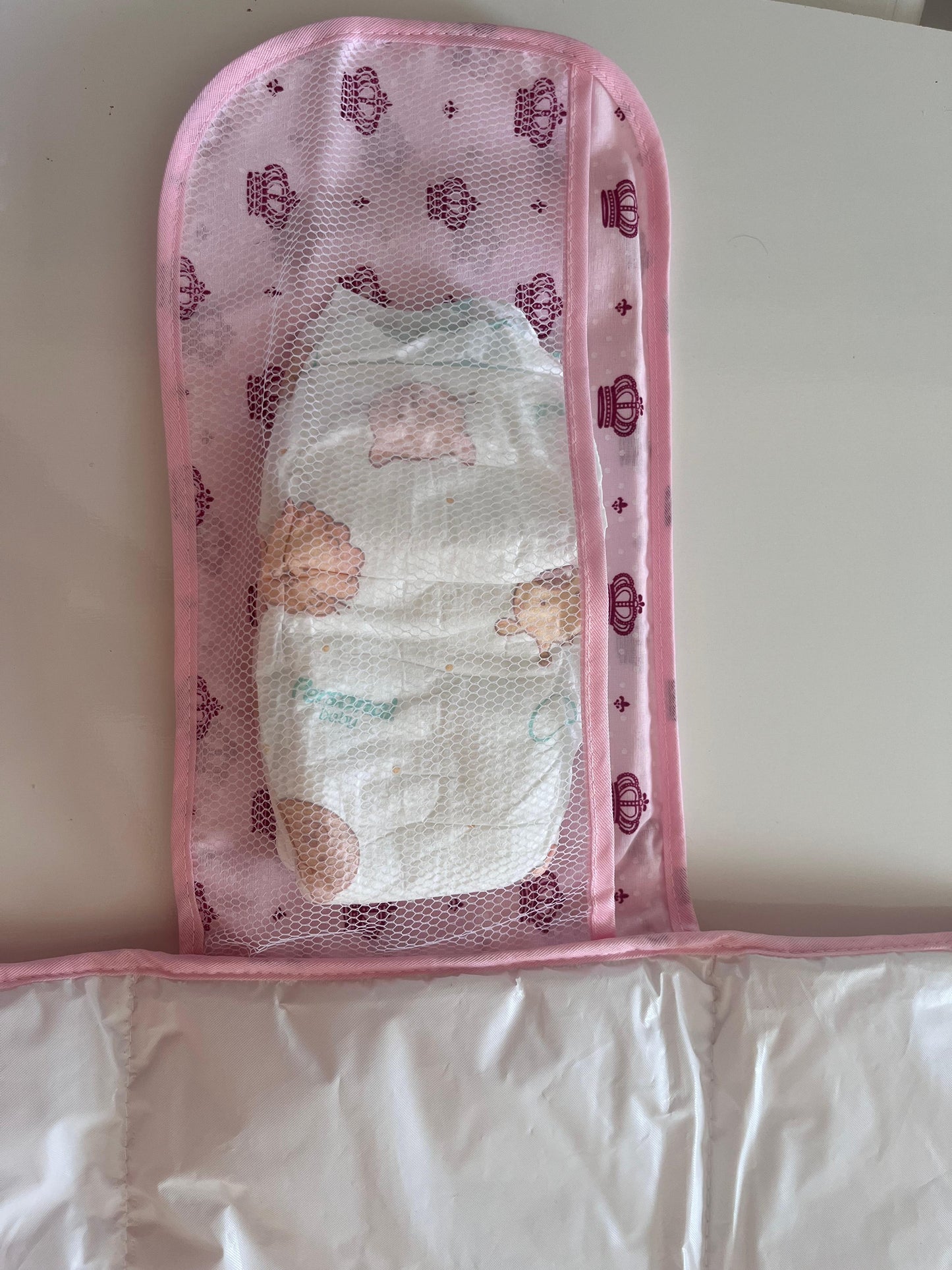 Trocador Portátil Fraldas Impermeável Para Bebê Coroa Rosa