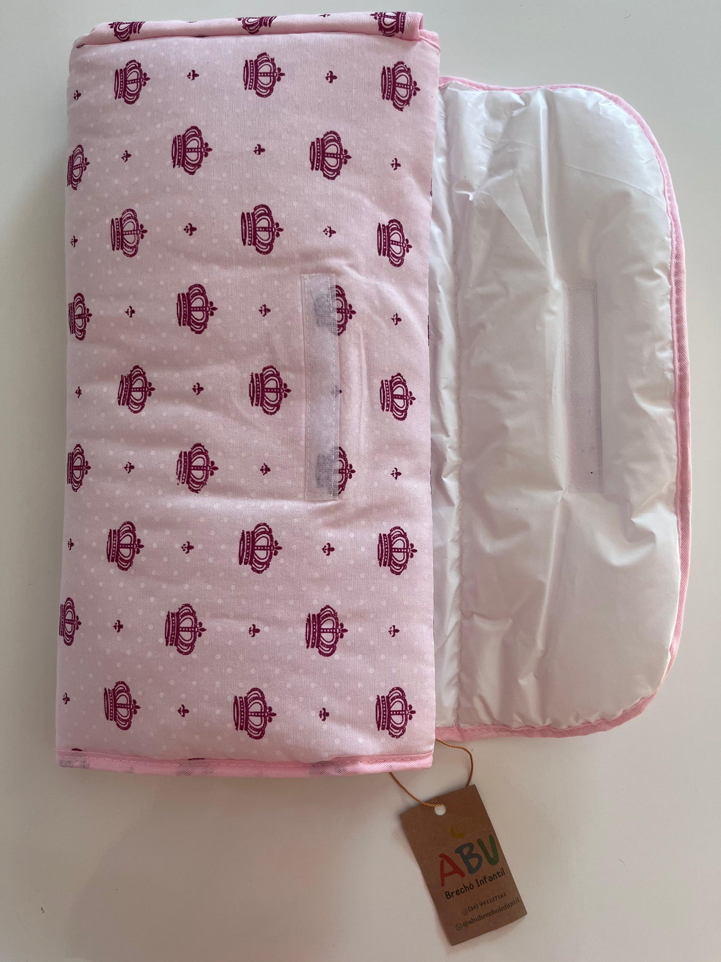 Trocador Portátil Fraldas Impermeável Para Bebê Coroa Rosa