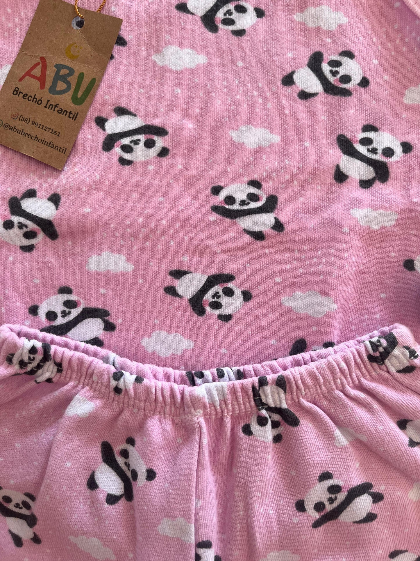 Conjunto Bebe Menina Panda Body e Short Curto