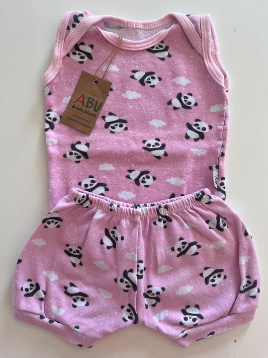 Conjunto Bebe Menina Panda Body e Short Curto