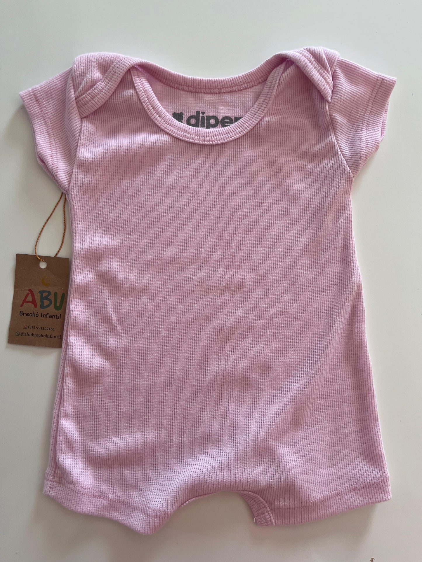 Romper Canelado Rosa Bebê DIPER