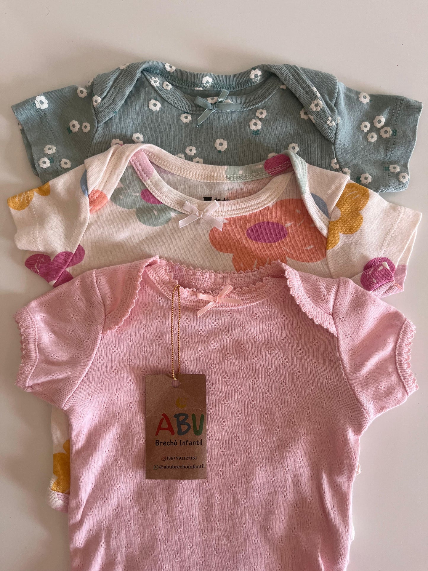 Kit com 3 bodys  Teddy boom coleção flores