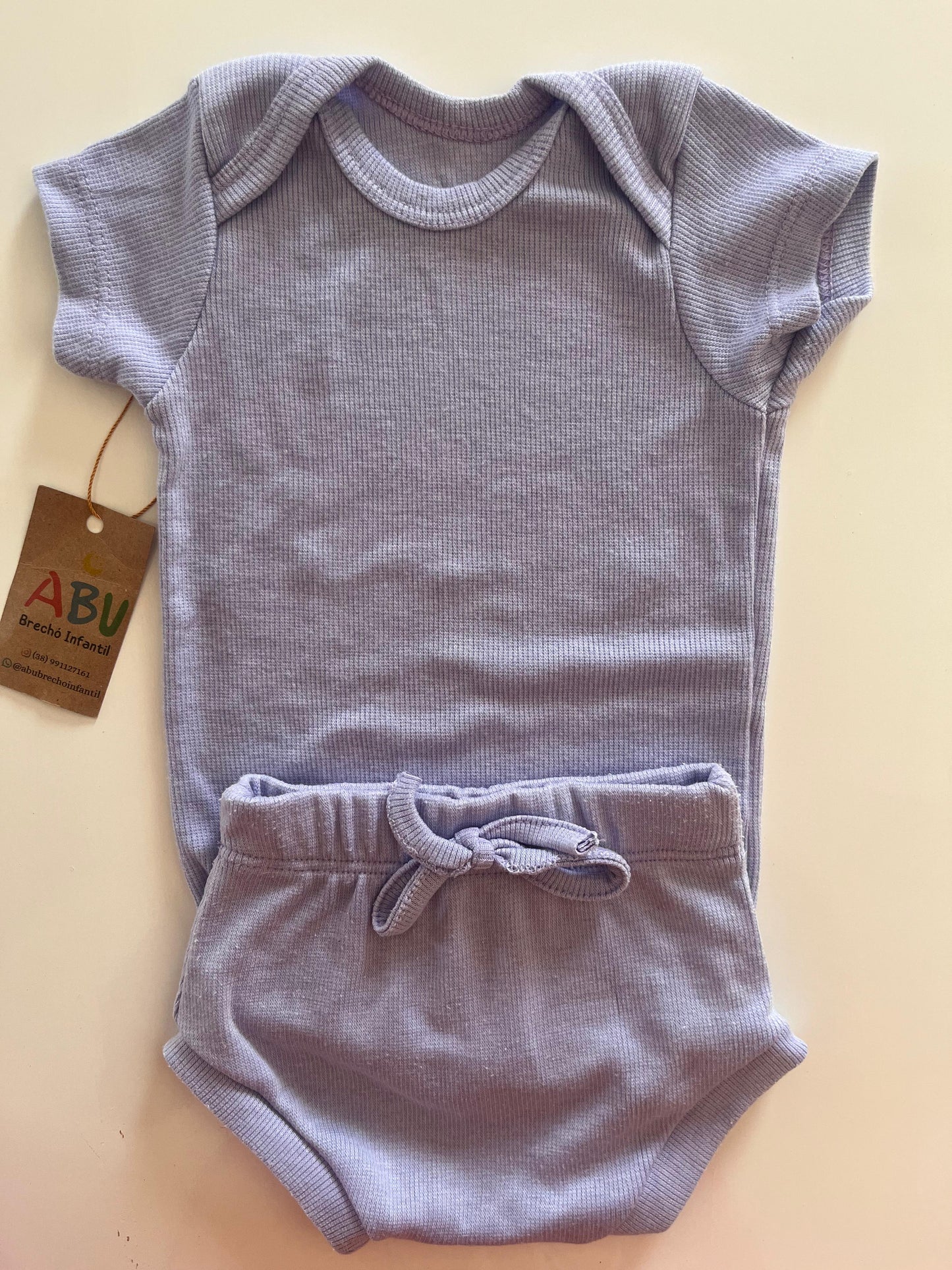 Conjunto Body Canelado Curto Roxo