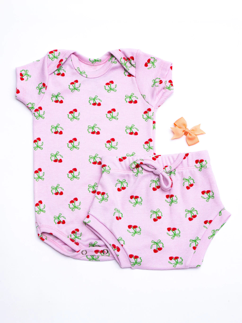 Conjunto Body Canelado Curto Corações