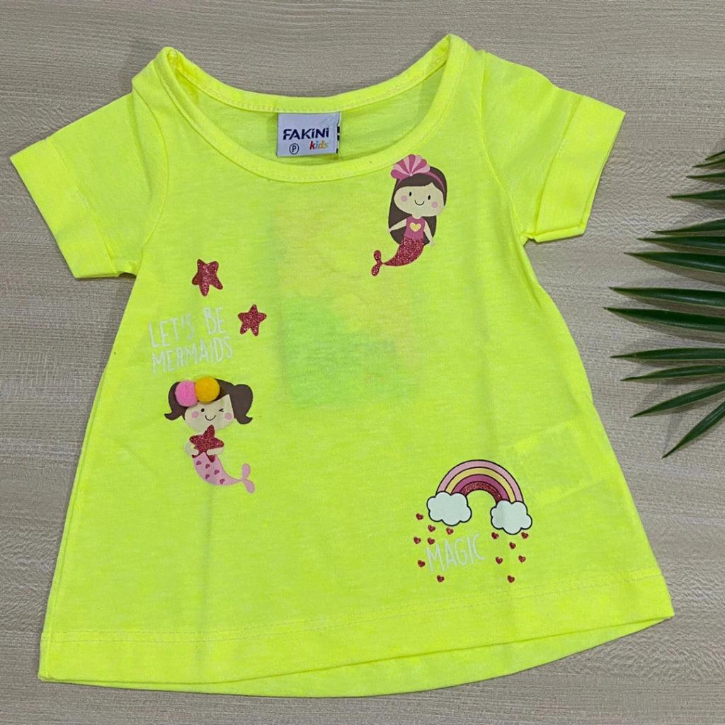Blusa em malha neon sereia P de 0 a 3 meses