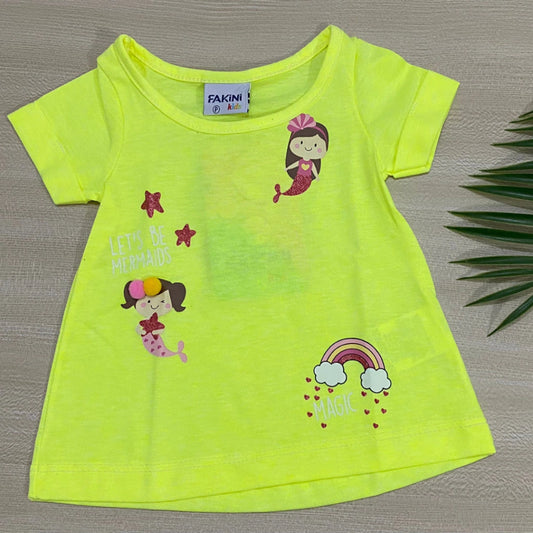 Blusa em malha neon sereia P de 0 a 3 meses